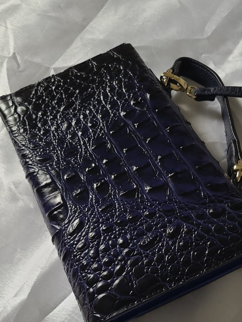 Brahmin Deep Purple Croc-Embossed Crossbody with Gold Turnlock - Picture 6 of 16